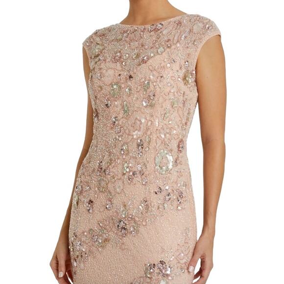 MAC DUGGAL Dress Size 2 Evening Gown Sequin Pink NEW Cream Embellished Bateau - Picture 7 of 7